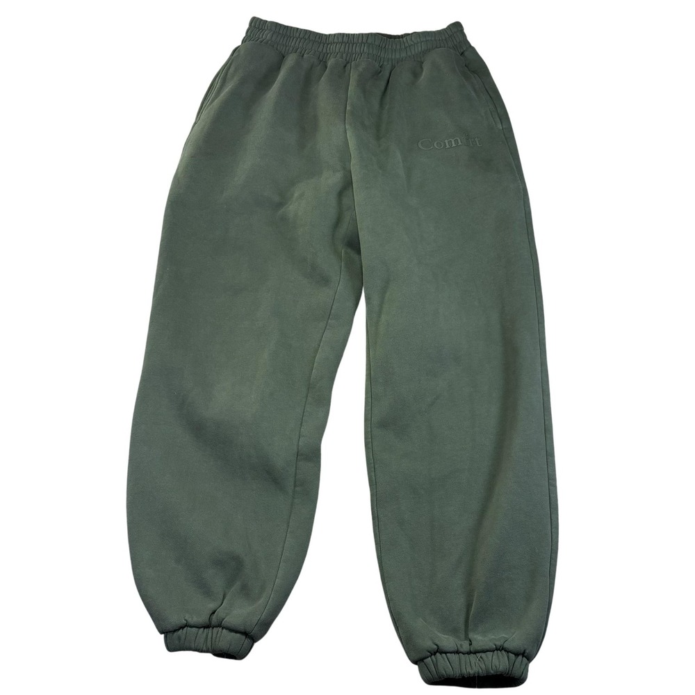 Comfrt Sweatpants Mens Large Green Fleece Jogger Pants Elastic Waist Pockets